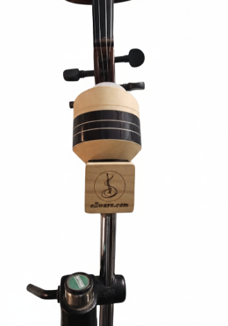 eSwara stand-and-play support fitted to a violin